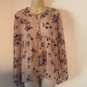 Woman’s spring Easter Knox Rose sheer dainty pink floral blouse top